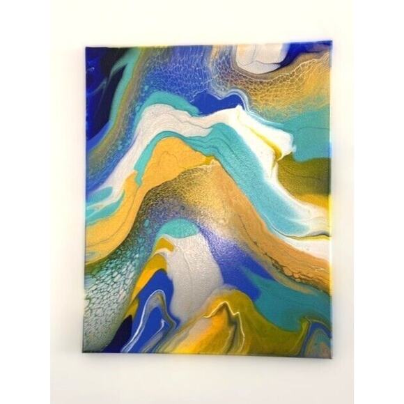 Titled Waves of Serenity 16 x 20 Acrylic Abstract Art Painting on Canvas - Picture 3 of 6